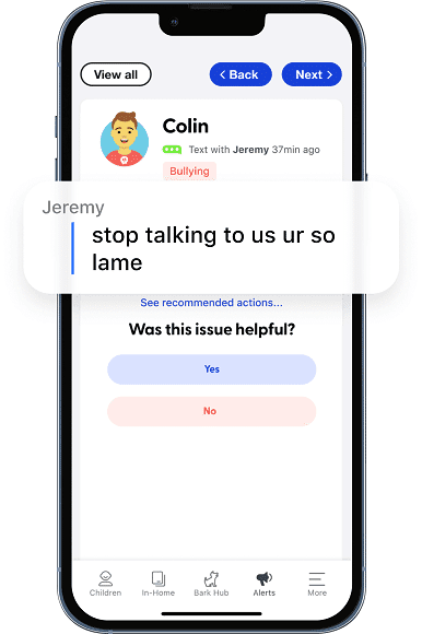 Bullying Alert on Bark Phone