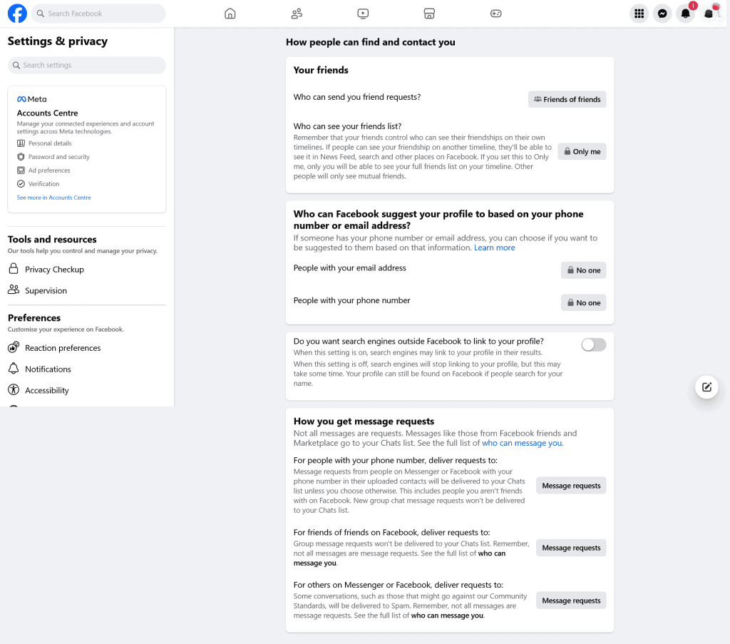 facebook privacy settings